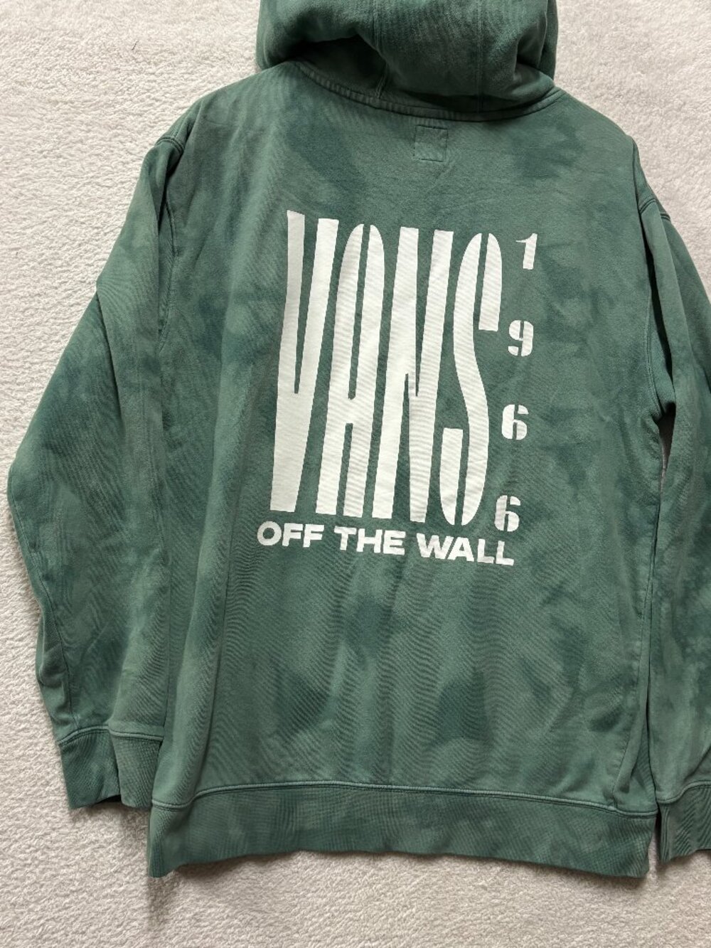 Vans Off The Wall Mens Large Green Tie Dye Pullover Hoodie Graphic 1966